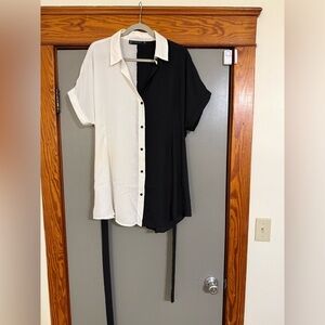 New York & Company Black and White Blouse